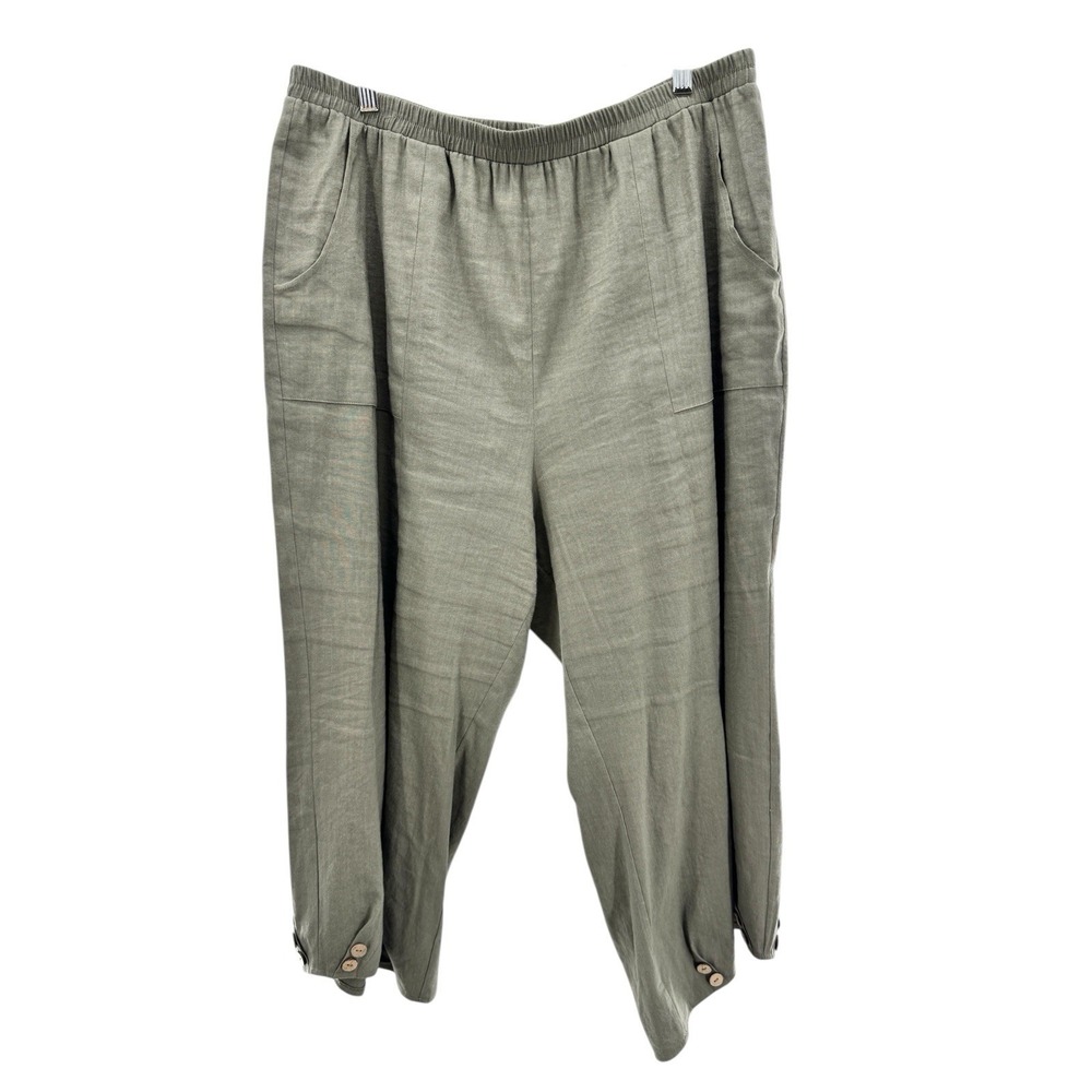 Soft Surroundings XL Wide Leg Pants 100% Linen Pull On Relaxed Boho Beachy Flowy